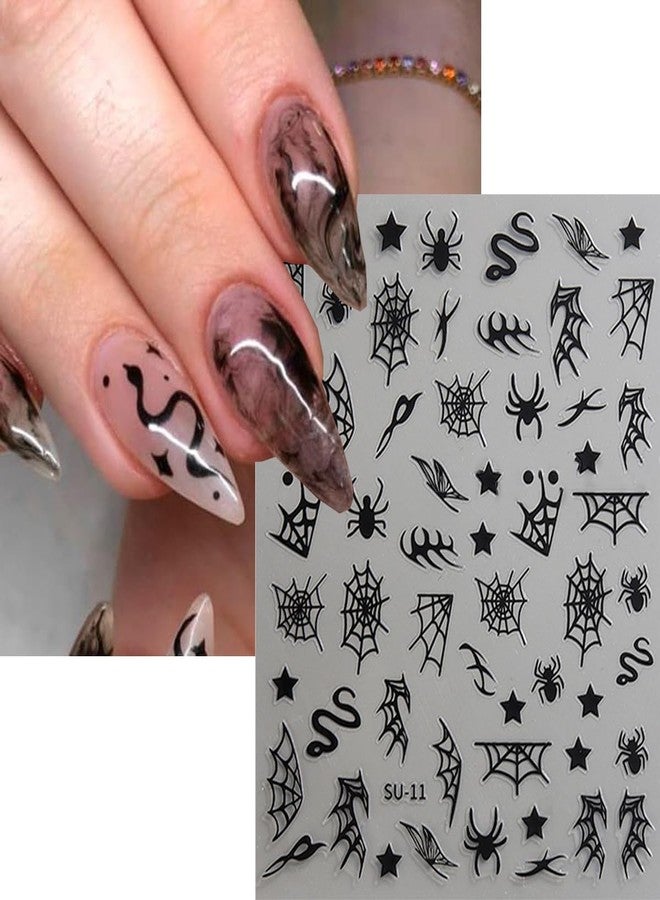 BYJKYEN Halloween Nail Stickers for Nail Art, 6 Sheets Halloween Spider Web Spider Skull Snake Star Nail Decals Design Holiday Day of The Dead Nail Art Stickers for DIY Acrylic Nail Decoration Accessories - Image 2