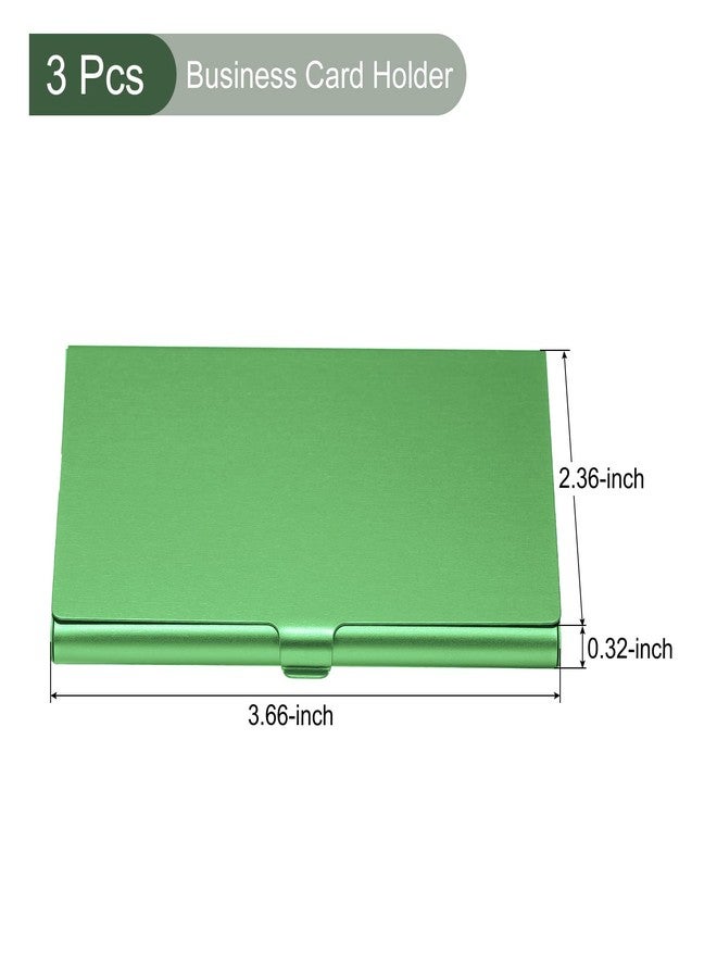 YOKIVE 3 Pcs Business Card Holder, Pocket Business Card Case with Aluminum Alloy Flip Cover Keep Card Tidy Great for Office, Home, Travel (Green, 3.66-Inch) - Image 2