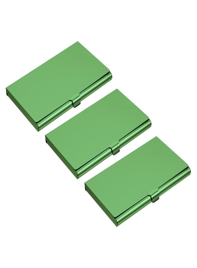 YOKIVE 3 Pcs Business Card Holder, Pocket Business Card Case with Aluminum Alloy Flip Cover Keep Card Tidy Great for Office, Home, Travel (Green, 3.66-Inch) - Image 1