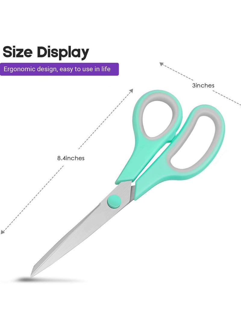 DURKU 20 cm Titanium-Blade Soft-Grip Scissors, Sturdy Sharp Shears for Craft, Office Home School Sewing Fabric Craft Supplies (3-Pack) - Image 2