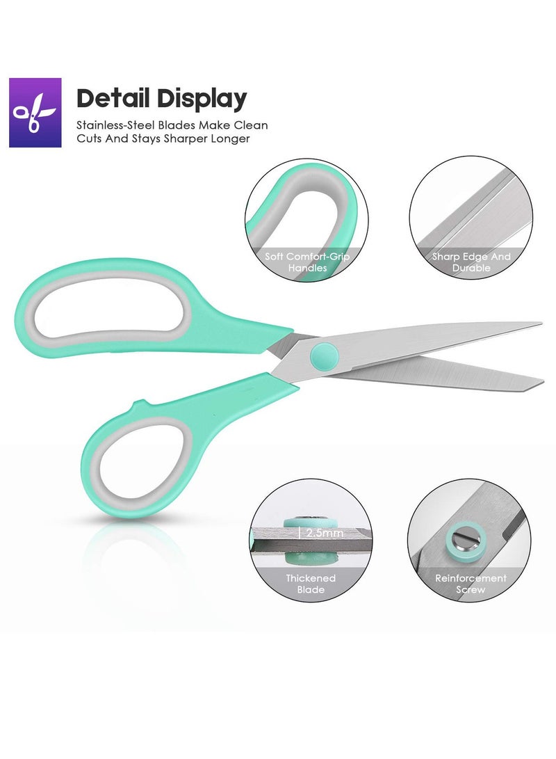 DURKU 20 cm Titanium-Blade Soft-Grip Scissors, Sturdy Sharp Shears for Craft, Office Home School Sewing Fabric Craft Supplies (3-Pack) - Image 3