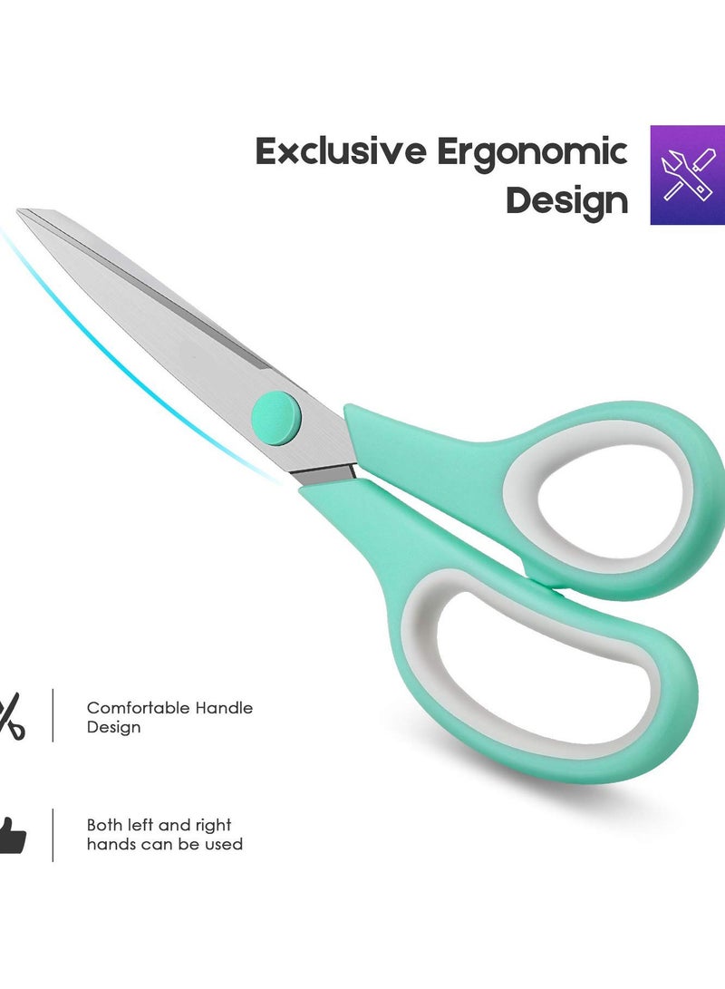 DURKU 20 cm Titanium-Blade Soft-Grip Scissors, Sturdy Sharp Shears for Craft, Office Home School Sewing Fabric Craft Supplies (3-Pack) - Image 5