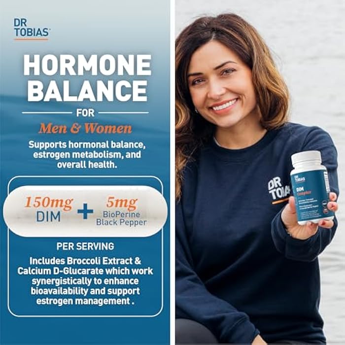 Dr. Tobias DIM Complex, Hormone Balance for Women & Men, DIM Supplement with BioPerine, Broccoli Extract & Calcium D-Glucarate Estrogen Detox Balance Complex, Non-GMO, Vegan, 60 Capsules - Image 2