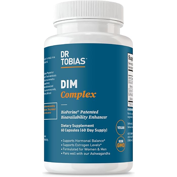 Dr. Tobias DIM Complex, Hormone Balance for Women & Men, DIM Supplement with BioPerine, Broccoli Extract & Calcium D-Glucarate Estrogen Detox Balance Complex, Non-GMO, Vegan, 60 Capsules - Image 1