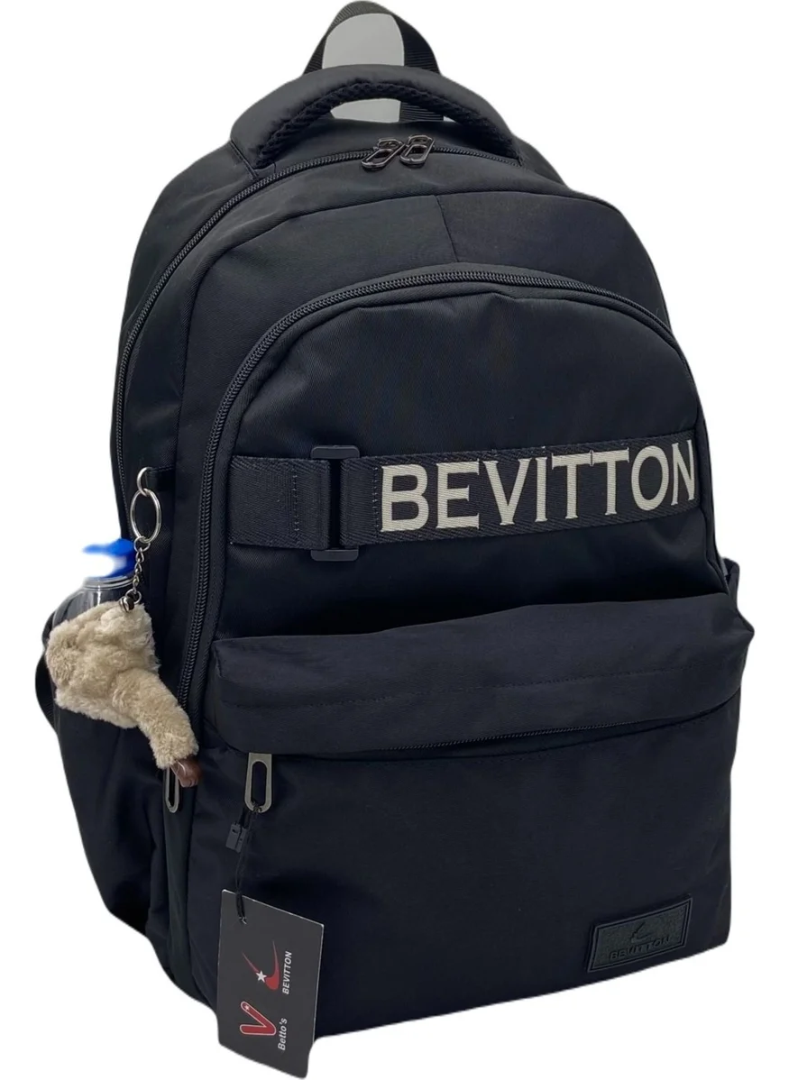 Bevitton Water Repellent Fabric Black School Backpack 34200