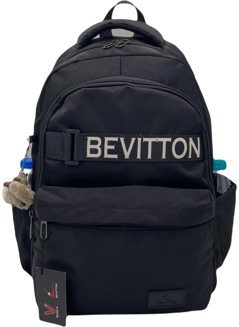 Bevitton Water Repellent Fabric Black School Backpack 34200