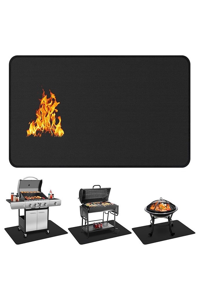 هومستر تحت سجاد الشواء للشواء الخارجي، سطح مزدوج الجانب مضاد للحريق وسجادة واقية من باتيو وسجادة أرضية مقاومة للماء مقاومة للزيت فتحة حريق داخلية سجادة حريق - Image 1