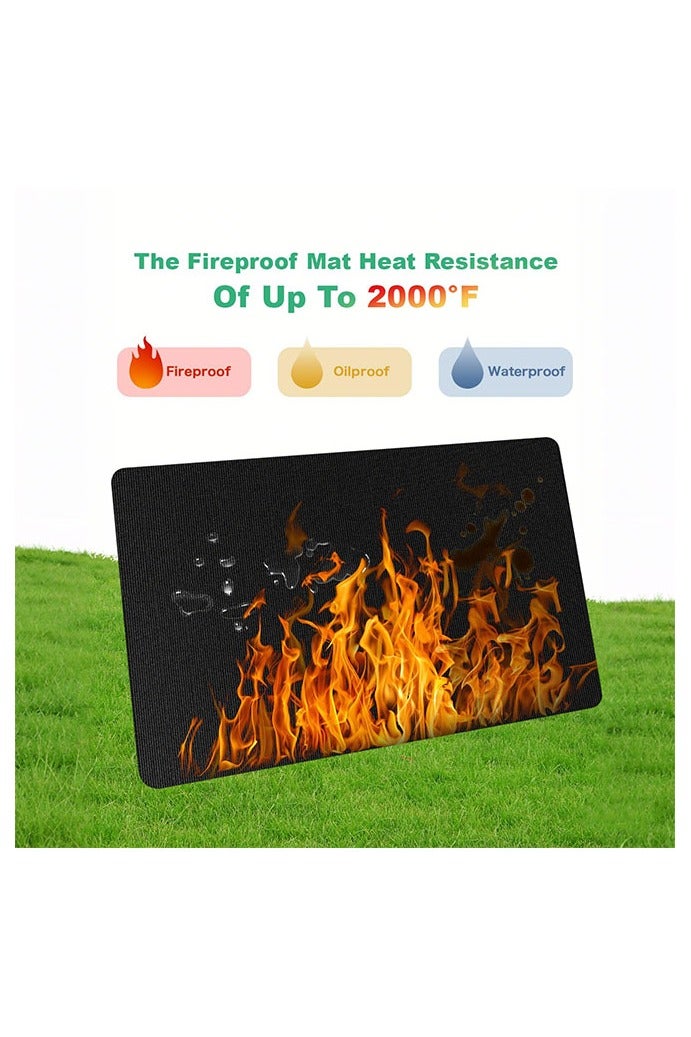 هومستر تحت سجاد الشواء للشواء الخارجي، سطح مزدوج الجانب مضاد للحريق وسجادة واقية من باتيو وسجادة أرضية مقاومة للماء مقاومة للزيت فتحة حريق داخلية سجادة حريق - Image 3