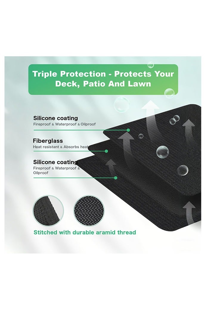 هومستر تحت سجاد الشواء للشواء الخارجي، سطح مزدوج الجانب مضاد للحريق وسجادة واقية من باتيو وسجادة أرضية مقاومة للماء مقاومة للزيت فتحة حريق داخلية سجادة حريق - Image 2