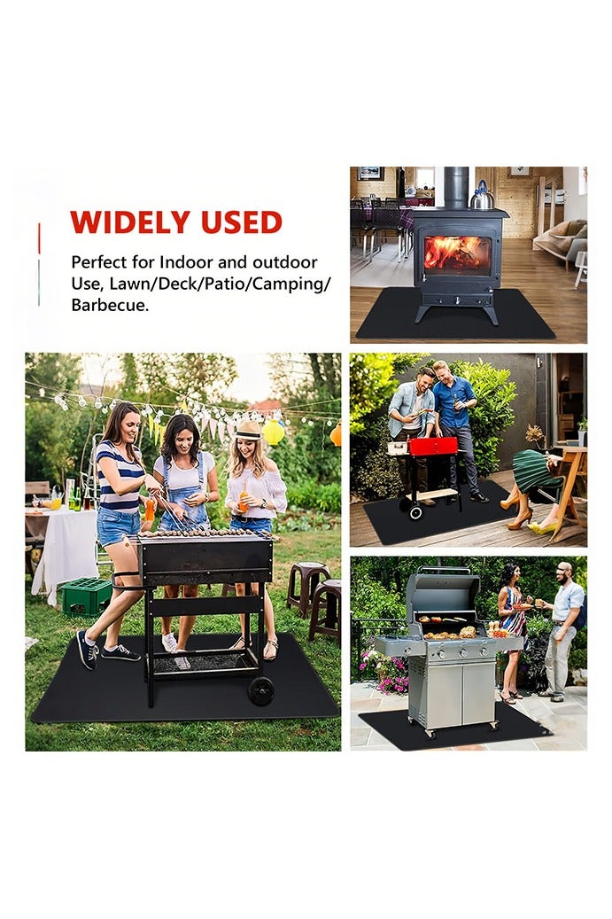 هومستر تحت سجاد الشواء للشواء الخارجي، سطح مزدوج الجانب مضاد للحريق وسجادة واقية من باتيو وسجادة أرضية مقاومة للماء مقاومة للزيت فتحة حريق داخلية سجادة حريق - Image 4