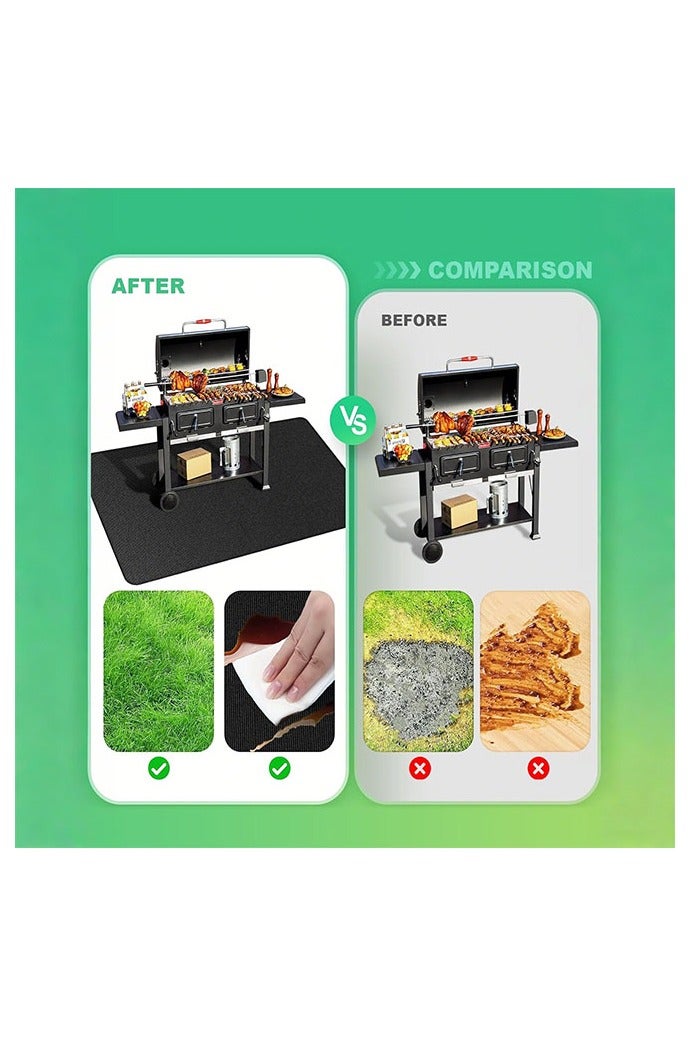 هومستر تحت سجاد الشواء للشواء الخارجي، سطح مزدوج الجانب مضاد للحريق وسجادة واقية من باتيو وسجادة أرضية مقاومة للماء مقاومة للزيت فتحة حريق داخلية سجادة حريق - Image 5