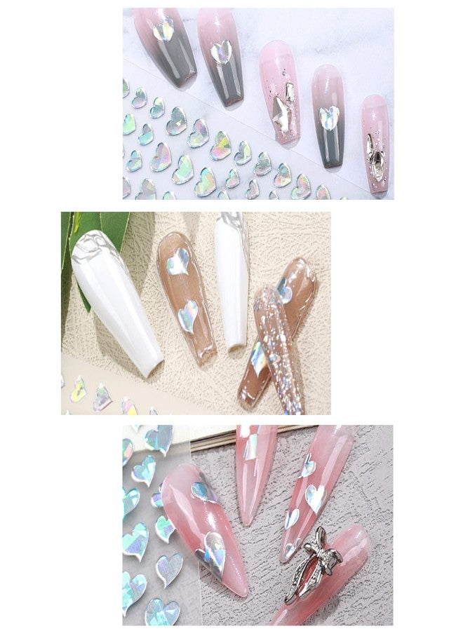 IHUKEIT Laser Silver Hearts Nail Stickers for Nail Art Designs and Nail Decorations 3D Self Adhesive Nail Art Decals for Women Girls Kids for Fingernails Acrylic Nails Decor (6 Sheets) - Image 5