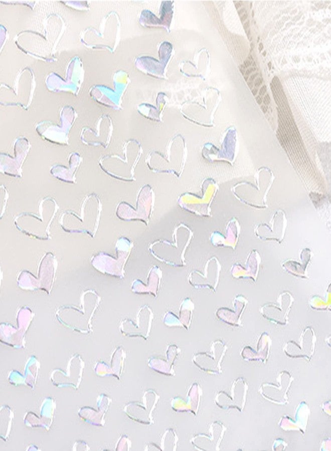 IHUKEIT Laser Silver Hearts Nail Stickers for Nail Art Designs and Nail Decorations 3D Self Adhesive Nail Art Decals for Women Girls Kids for Fingernails Acrylic Nails Decor (6 Sheets) - Image 2