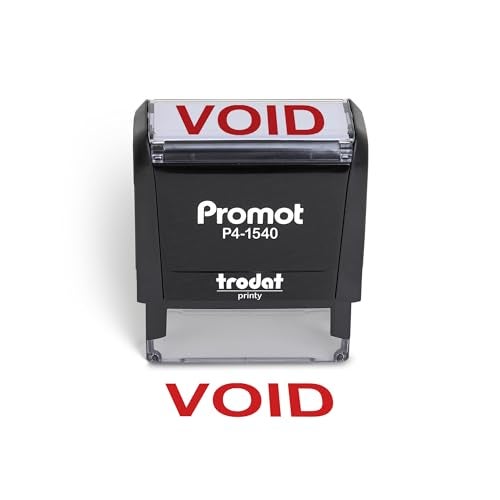 Promot Void Self Inking Rubber Stamp - Refillable Stampers for Office - Business, Accounting, Bookkeeping, Coding, Legal, Notary, Work, Ordering, Inventory Stamps - Red Ink - Image 1