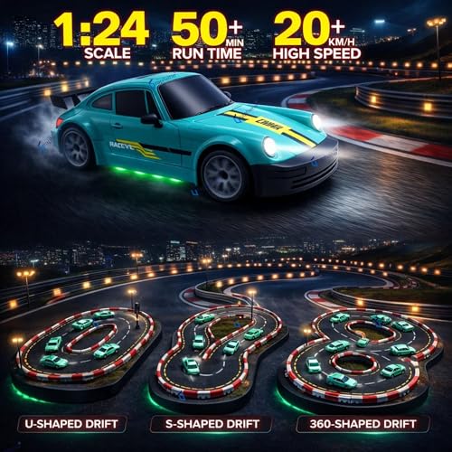 GRAPHENE Flare RC Drift Remote Control Car Toy for Kids Boy Adult1:24 Scale 2.4Ghz 20 km/h 4WD with USB Charger Led Light Sports Racing High Speed Tyres Long Range Crawlers Stunt Cars for 4+ Year - Image 4