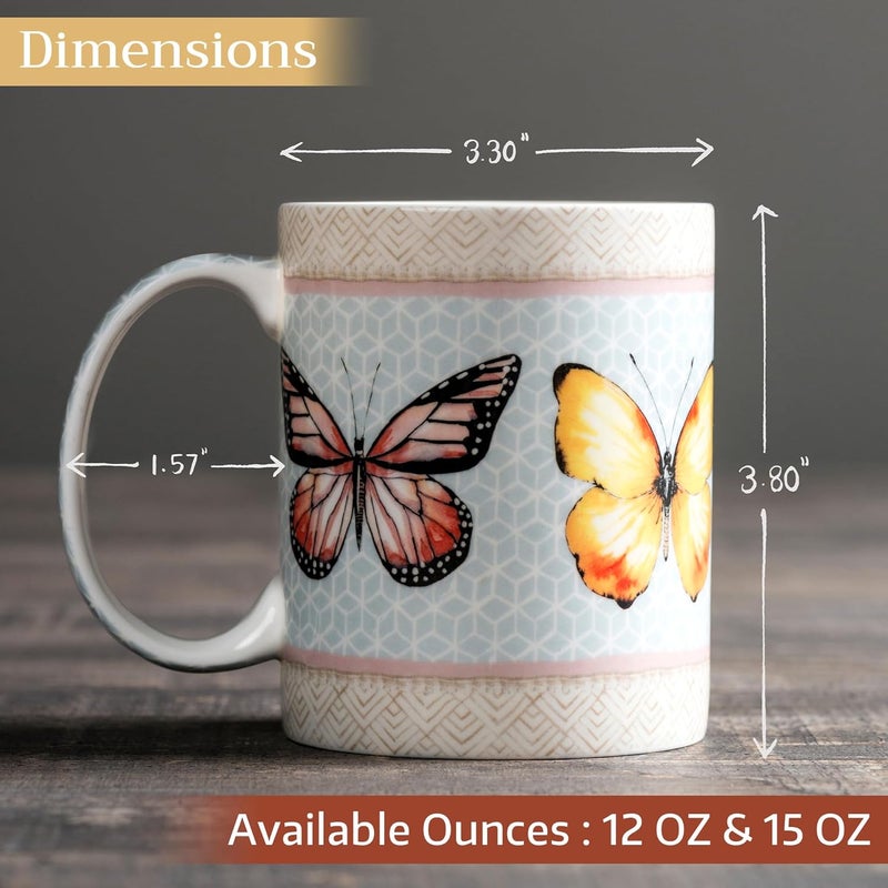 Maison d' Hermine Maison d Hermine Coffee Mug with Handles Fine Bone China Mugs Pack of One Tea Cups for Hot Beverages Cappuccino Latte Home Office Perfect for Gift Blossoms In Spring  Butterfly 15 Ounce - Image 4