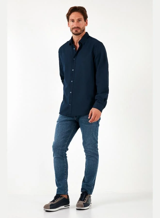 بوراتي قميص قطن مطاطي بقصة عادية رجالي