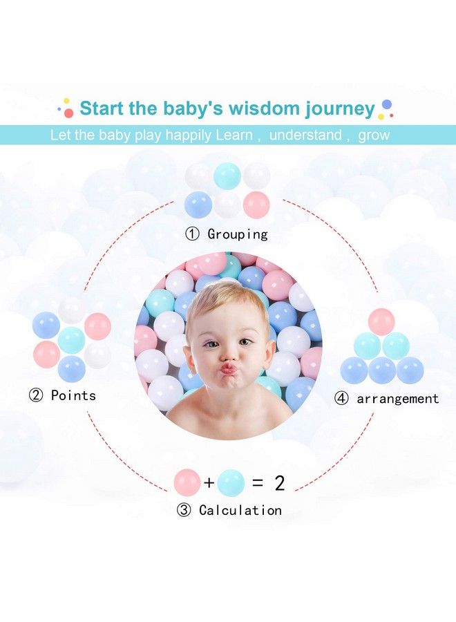 TRENDBOX Ball Pit Balls For Babies Pack Of 100 2.16 Inch Plastic Balls For Ball Pit Swimming Pool Play Tents Game Tunnels Party Decoration (02Macaron&White) - Image 4