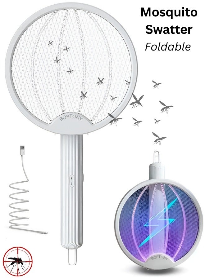 بورتوني منشة البعوض، مضرب صاعق الحشرات القابل للطي، قاتل البعوض ثنائي الوضع، مصباح قاتل الحشرات، مصباح USB قابل لإعادة الشحن، بطارية 1200 مللي أمبير في الساعة، منشة الذبابة الكهربائية مع مصباح ضوء الأشعة فوق البنفسجية، مضرب البعوض التلقائي - Image 1