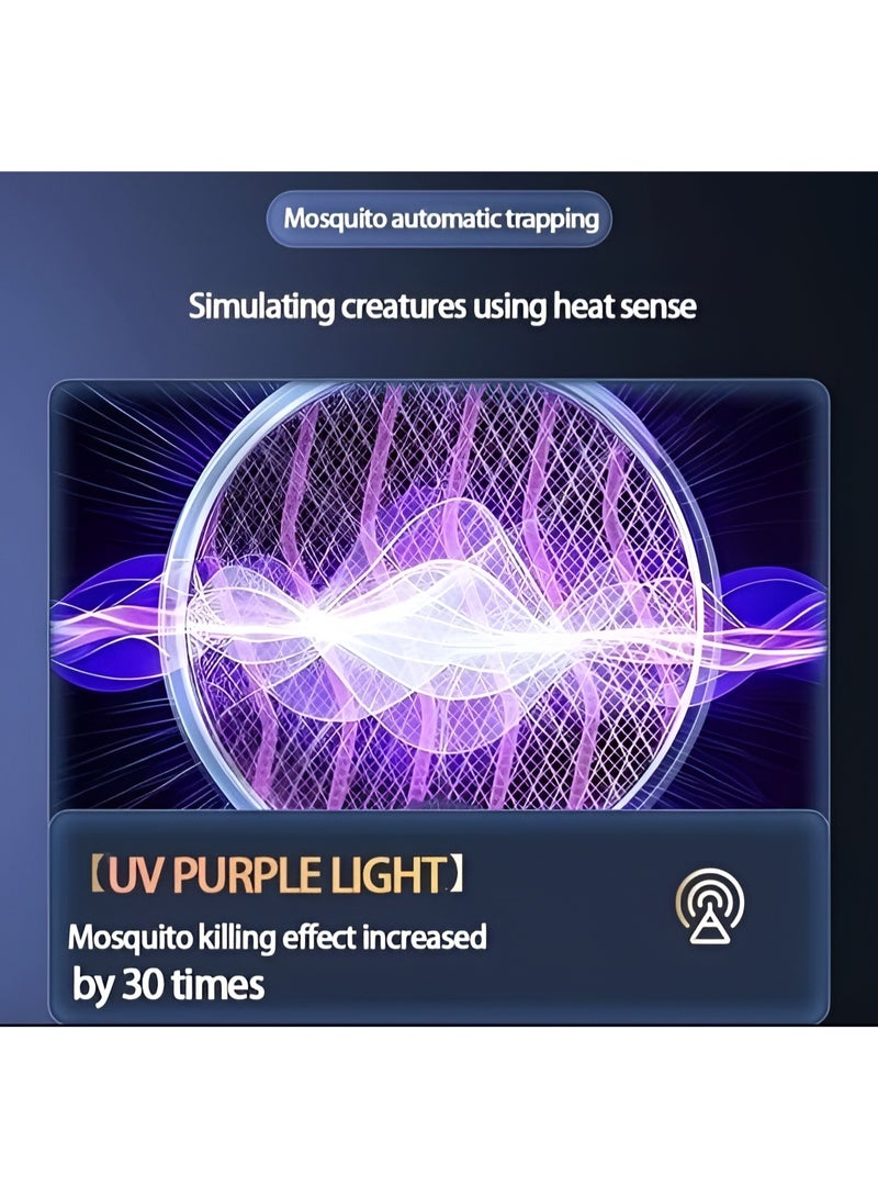 بورتوني منشة البعوض، مضرب صاعق الحشرات القابل للطي، قاتل البعوض ثنائي الوضع، مصباح قاتل الحشرات، مصباح USB قابل لإعادة الشحن، بطارية 1200 مللي أمبير في الساعة، منشة الذبابة الكهربائية مع مصباح ضوء الأشعة فوق البنفسجية، مضرب البعوض التلقائي - Image 4
