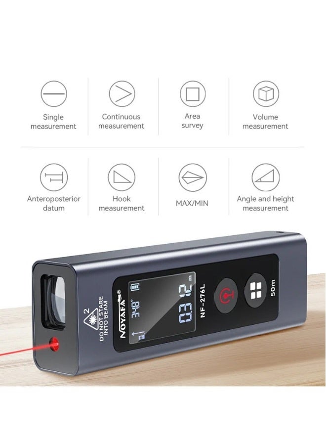 NOYAFA Digital Laser Distance Meter Type-C Charging 50m/165ft Range ±1.5mm Accuracy Handheld Laser Measure LCD Mini Rangefinder Distance/Area/Volume/Pythagorean Measuring Tool Unit Switching - Image 2
