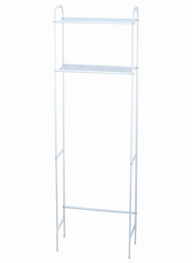 Home Basics 2 Tier Over The Toilet Bathroom Space Saver, Metal Bathroom Shelf Storage Unit, Anti-rust, White - Image 1