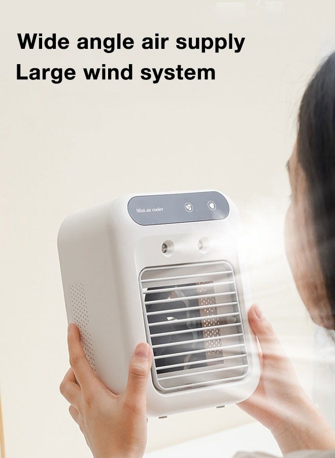 Portable Air Conditioner Portable and rechargeable Fan Mini Evaporative Air Cooler 2 Wind Speeds and 2 Spray Modes for Office Home Dorm 500ml water tank White  - Image 5