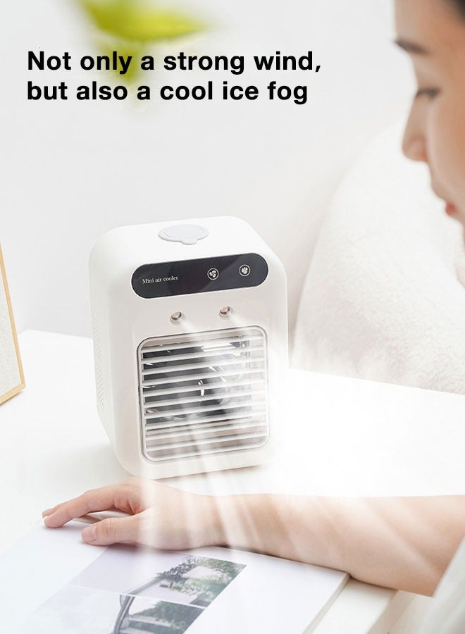 Portable Air Conditioner Portable and rechargeable Fan Mini Evaporative Air Cooler 2 Wind Speeds and 2 Spray Modes for Office Home Dorm 500ml water tank White  - Image 4