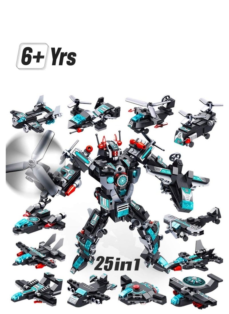 Robot Building Blocks Toy from 6 7 8 9 10 Years for Boys 577 Pieces Construction Toy 25-in-1 STEM Building Learning Toy Aeroplane Building Kit Educational Gift for Boys and Girls  - Image 1