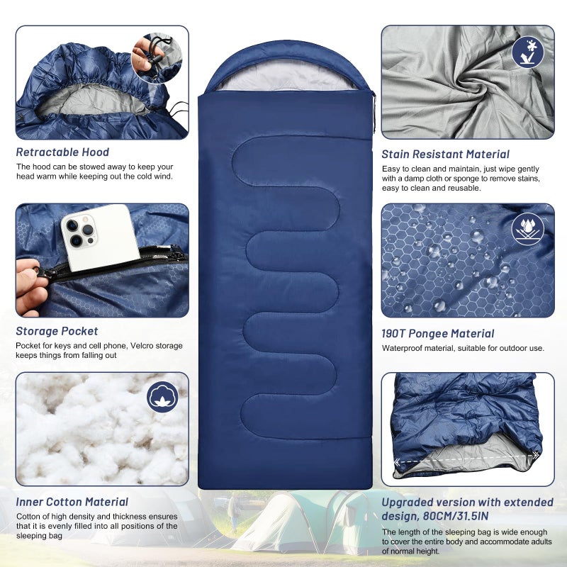 Sleeping Bag Sleeping Bags for Adults Kids 4 Season Single Person Lightweight Waterproof Sleeping Bags Warm Weather and Winter Backpacking Sleeping Bag for Camping Hiking Traveling - Image 3