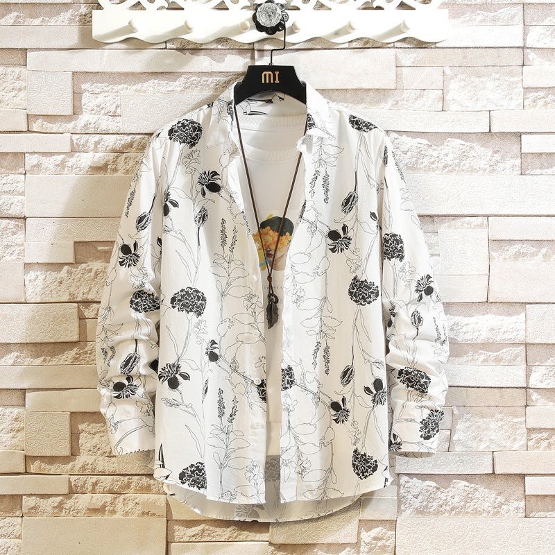 2025 Autumn New Men'S Casual Multi-Color Floral Shirt Fashion Printed Loose Beach Style Long Sleeve Shirt - Image 1