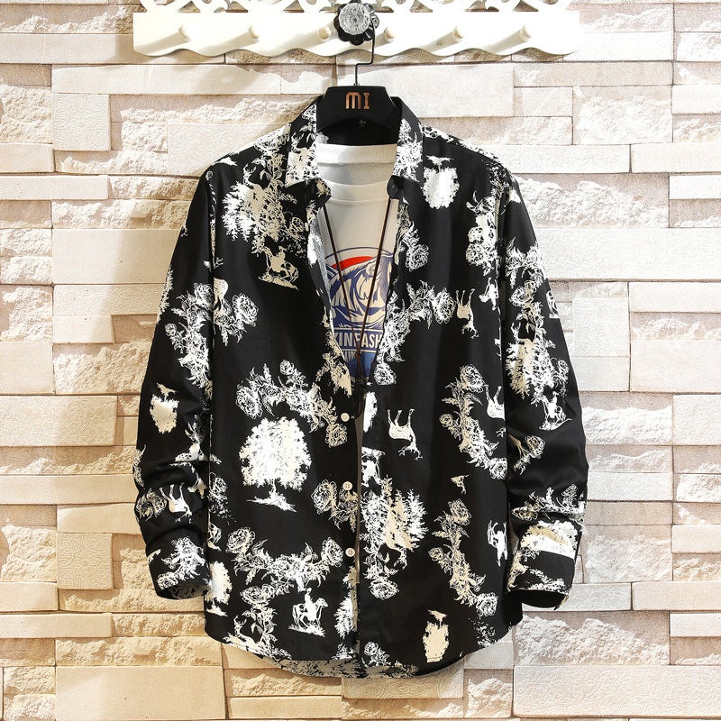 2025 Autumn New Men'S Casual Multi-Color Floral Shirt Fashion Printed Loose Beach Style Long Sleeve Shirt - Image 4