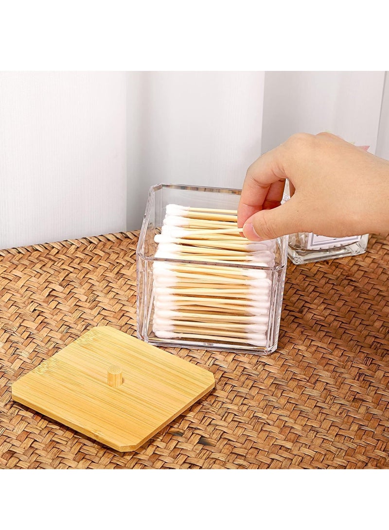 Acrylic Holder Dispenser with Cover Clear Plastic Square Ball Storage Organizer for Round Cotton Pads, Dental Floss - Image 3