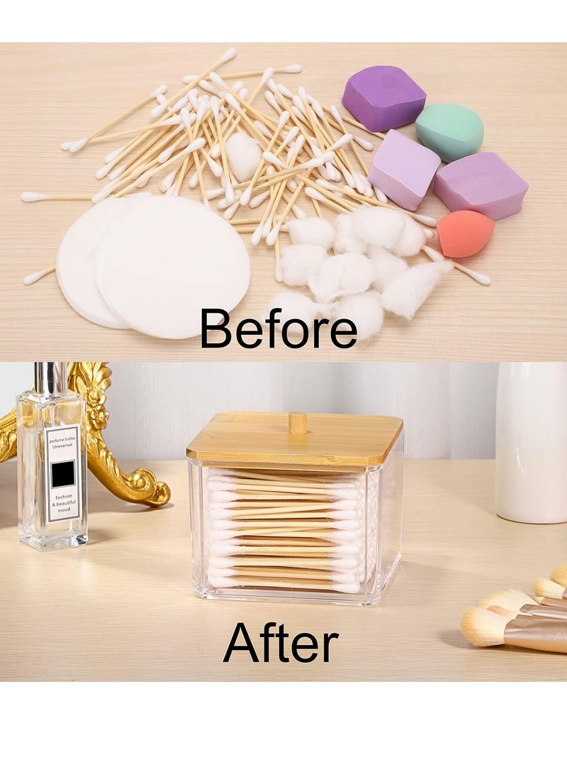 Acrylic Holder Dispenser with Cover Clear Plastic Square Ball Storage Organizer for Round Cotton Pads, Dental Floss - Image 5