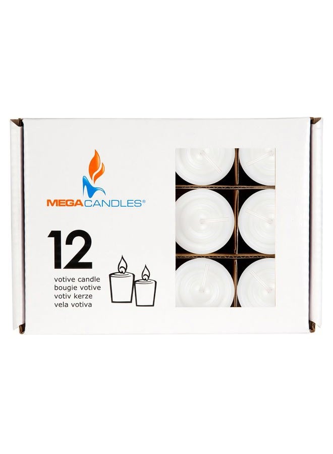 Mega Candles 12 pcs Unscented White Votive Candle | Hand Poured Wax Candles 15 Hours 1.5" x 2.25" | for Home DÃƒ©cor, Wedding Receptions, Baby Showers, Birthdays, Celebrations, Party Favors & More - Image 3