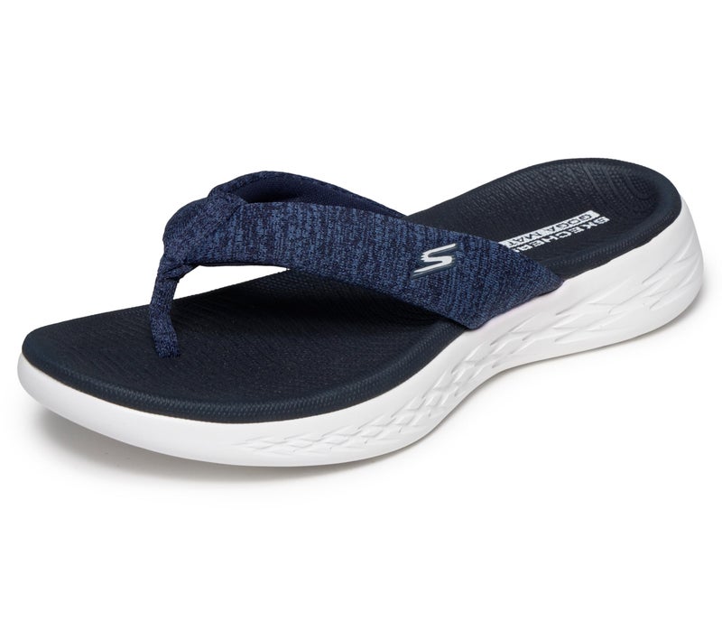 Skechers womens On-the-go 600 - Preferred Flip Flop, Navy/White, 8 US - Image 1