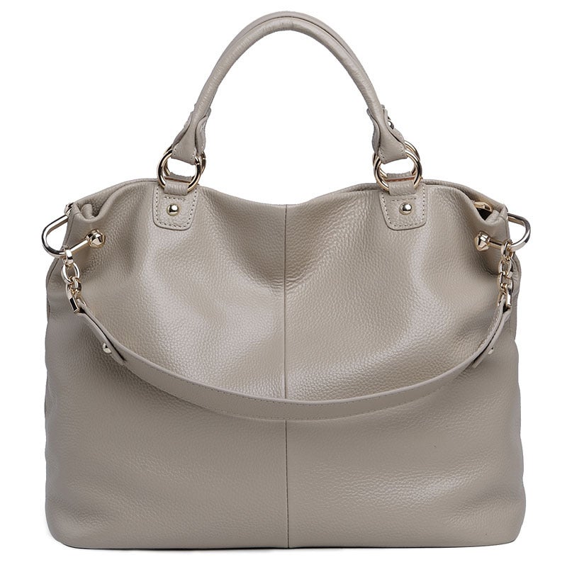 2025 New Fashionable European and American Top Layer Cowhide Fashionable Saddle Handbag Crossbody Shoulder Large Capacity Leather Womens Bag Grey
