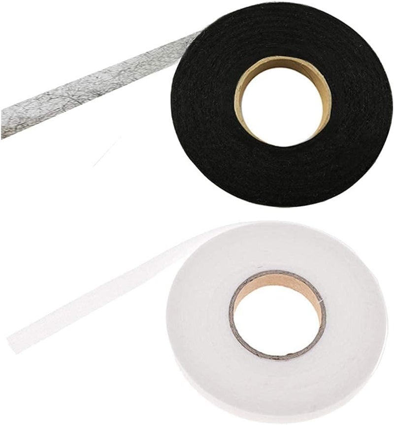 GNAFOTU 2 Rolls Hem Tape No Sew, Fabric Fusing Tape Iron On, Adhesive Hem Tape Iron-On, Double Sided Tape for Pants Clothes Jeans DIY Garment Sewing Accessories 70 Yards 1.5cm (Black + White) - Image 1