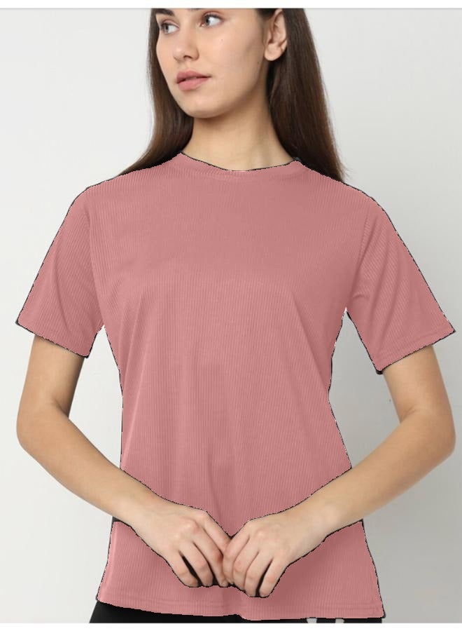 Self Design Round Neck short Sleeves Anti Odour Cotton T-shirt Free Size - Image 3