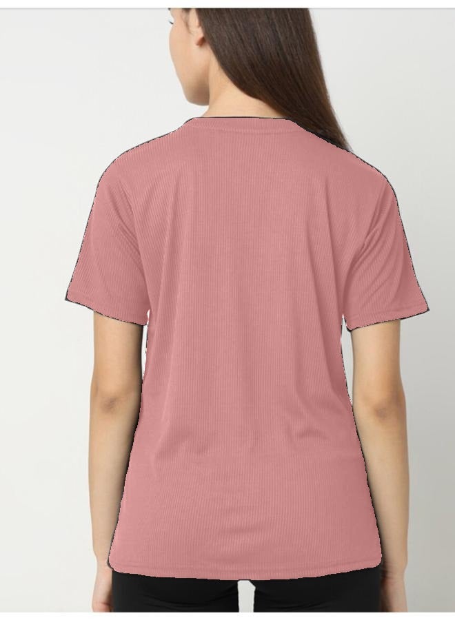 Self Design Round Neck short Sleeves Anti Odour Cotton T-shirt Free Size - Image 2