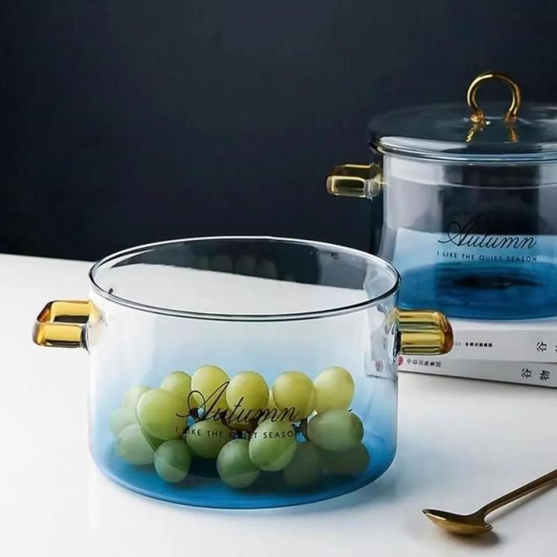 Borosilicate Glass Cookware 1.5L Thermal-Resistant Pot - Durable Transparent Design with Cool-Touch Handle for Glass-Ceramic Cooktops - Image 2