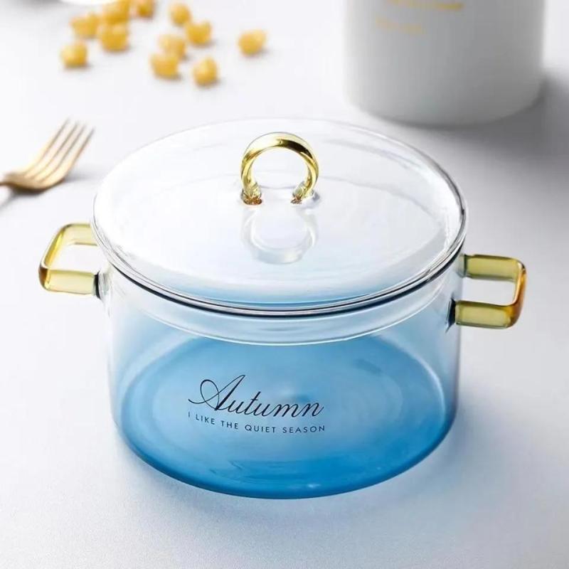 Borosilicate Glass Cookware 1.5L Thermal-Resistant Pot - Durable Transparent Design with Cool-Touch Handle for Glass-Ceramic Cooktops - Image 3