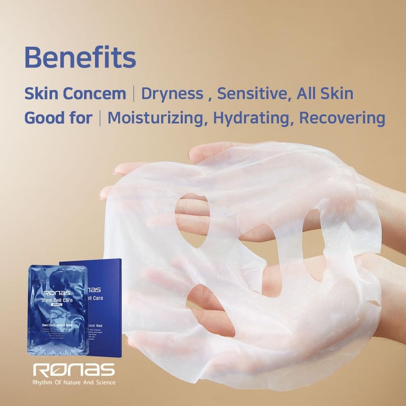 Ronas Stem Cell Coconut Gel Mask 5 pack. Anti Aging, Moisturizing, Rejuvenating. Sunburn Treatment. Korean Cosmetics. - Image 3