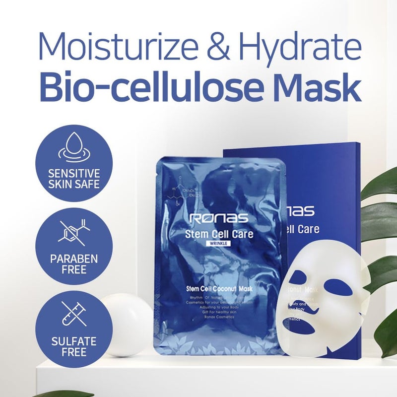 Ronas Stem Cell Coconut Gel Mask 5 pack. Anti Aging, Moisturizing, Rejuvenating. Sunburn Treatment. Korean Cosmetics. - Image 5