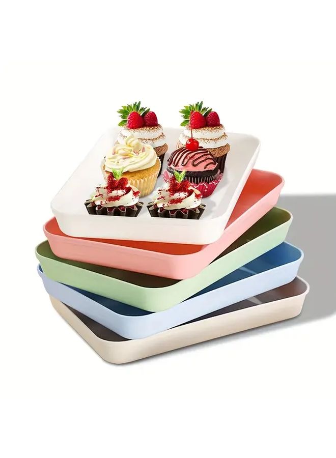 Large Green Reusable Plastic Serving Tray For Cookies Snacks Party Display - Image 2