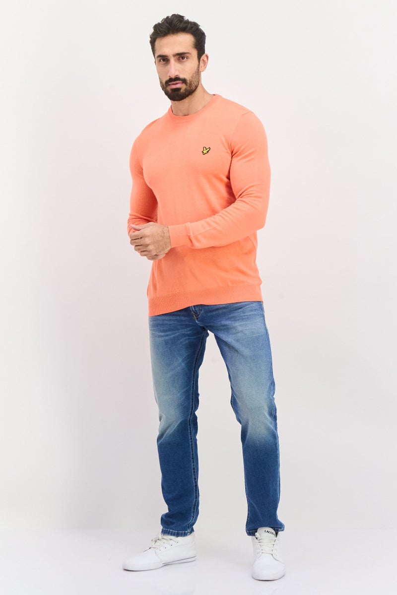 Lyle & Scott Men Crew Neck Brand Logo Sweatshirt, Coral - Image 4