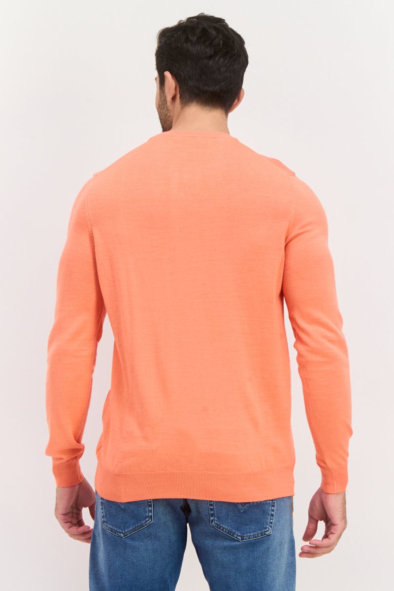 Lyle & Scott Men Crew Neck Brand Logo Sweatshirt, Coral - Image 3