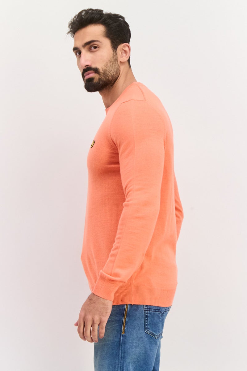 Lyle & Scott Men Crew Neck Brand Logo Sweatshirt, Coral - Image 4