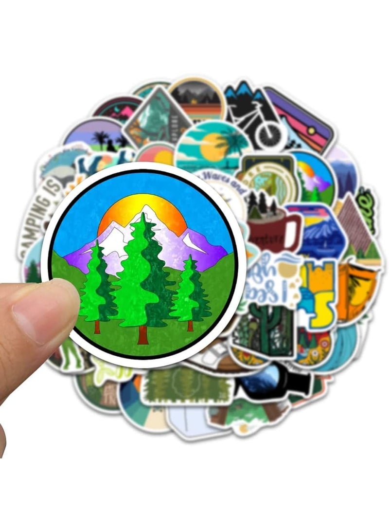 SYOSI Waterproof Camping Stickers, Outdoor Adventure Vinyl Decals for Hiking, Nature & Travel Lover, Durable Scrapbooking Stickers for Water Bottles, Journals, Luggage, Adults/Kids/Teens (50-Piece) - Image 4