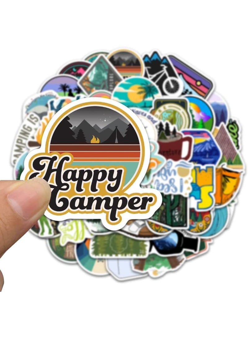 SYOSI Waterproof Camping Stickers, Outdoor Adventure Vinyl Decals for Hiking, Nature & Travel Lover, Durable Scrapbooking Stickers for Water Bottles, Journals, Luggage, Adults/Kids/Teens (50-Piece) - Image 3